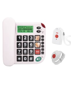 Landline SOS elderly phone with red button