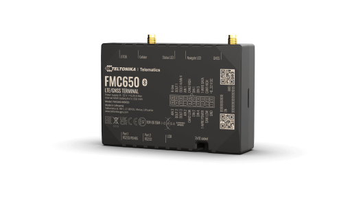 Teltonika FMC650 -4G LTE Cat 1 tracker for advanced applications high capacity backup battery and external antennas